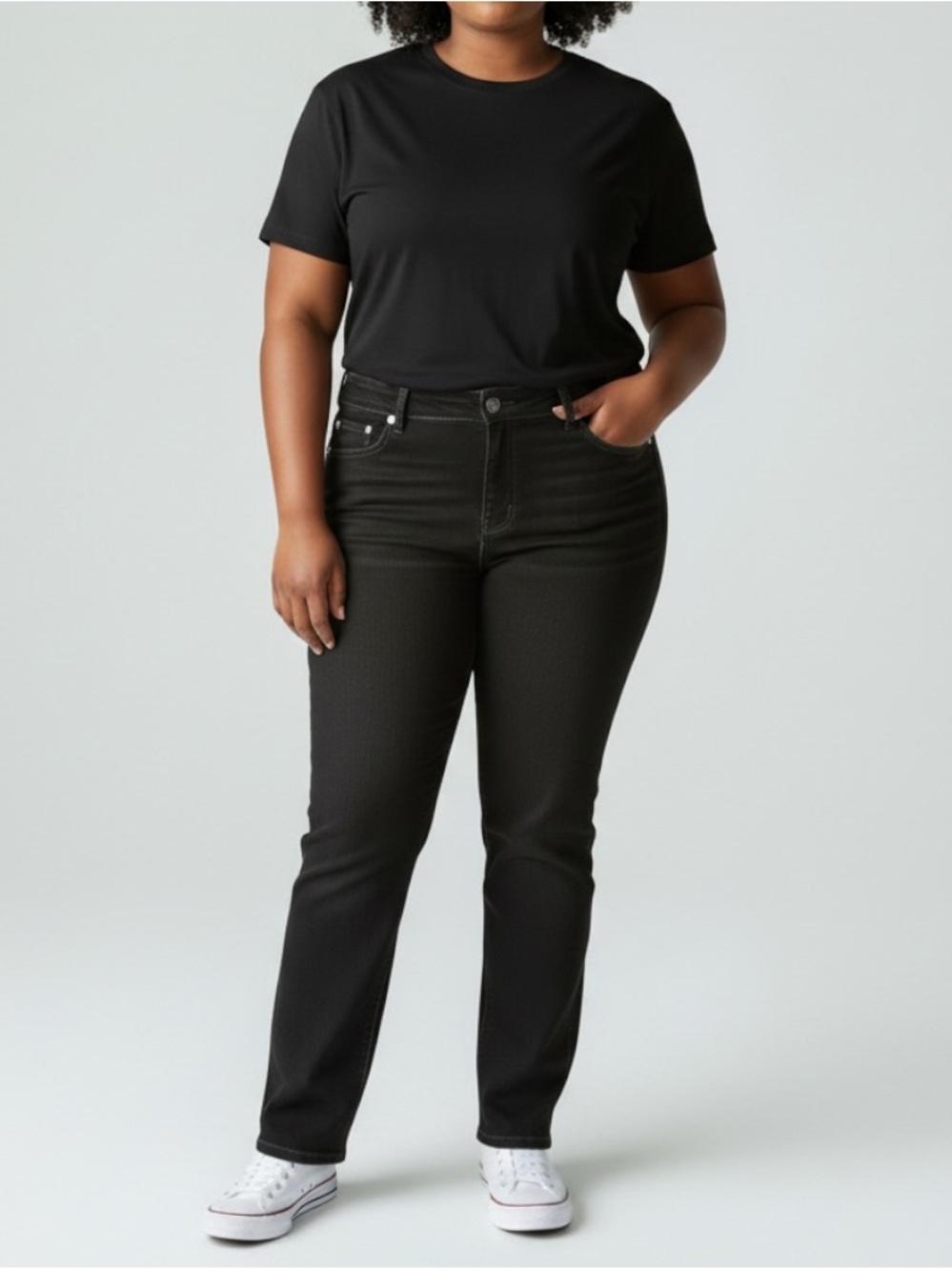 Style and Co Classic Curvy Fit High-Rise Boot Cut Black Women's Jeans Size 12